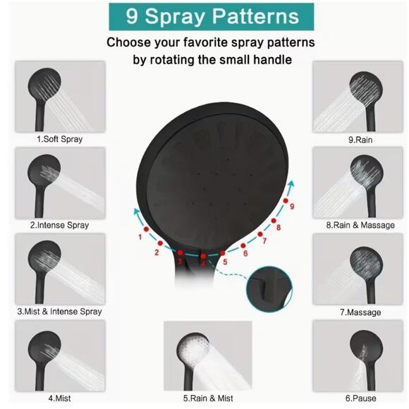 8" Shower Head, High Pressure Rainfall/Handheld Shower Combo - 13'' Extension - Picture 5 of 6